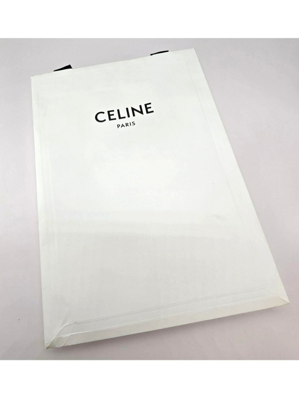 Celine Paris White Paper Shopping Bag With Black Handles VR9007